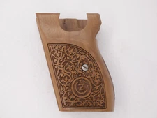 CUSTOM DESIGN WALNUT WOOD GRIPS FITS CZ VZOR 70 - 50 7.65MM 32 ACP "FLORA-1"