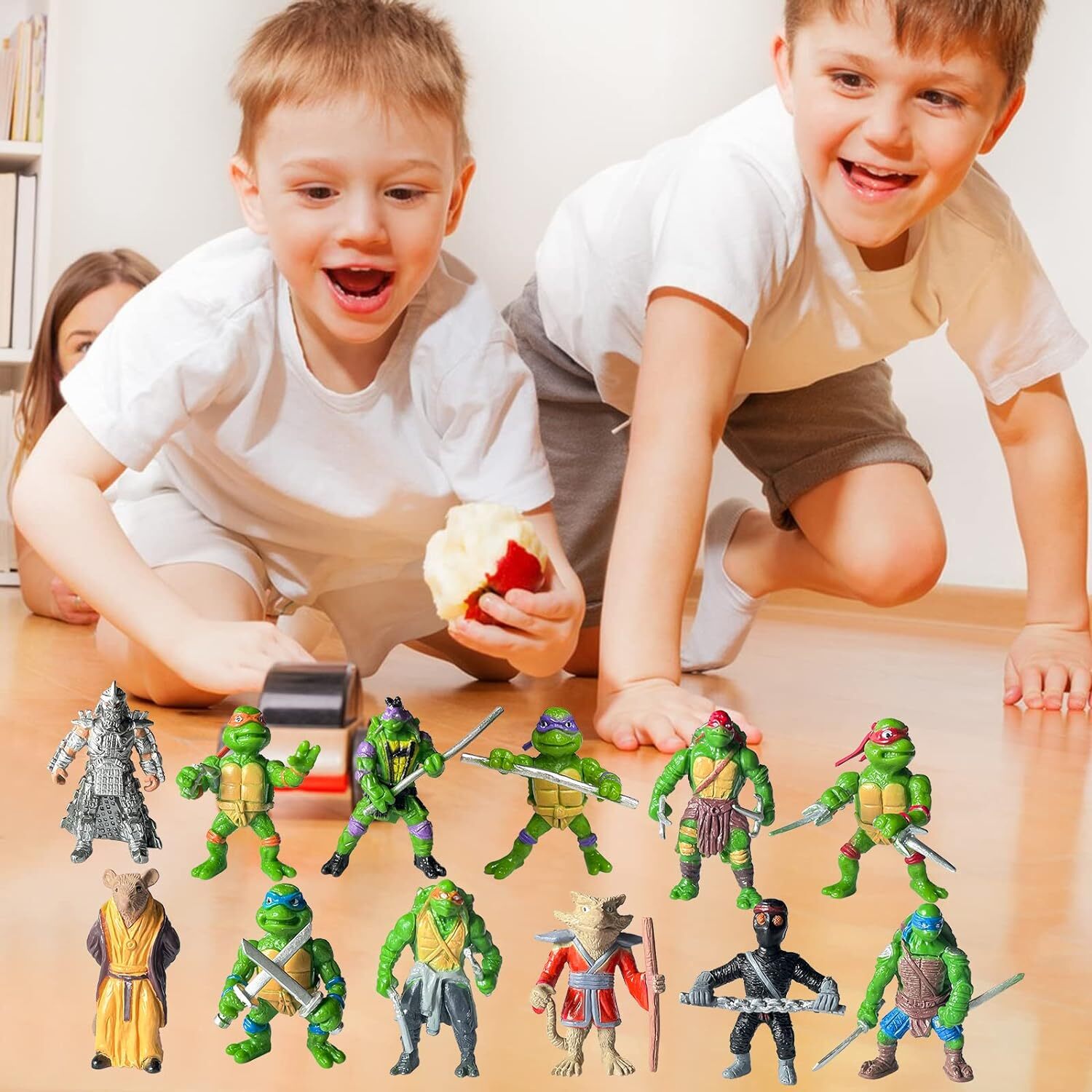 TEZAHN asfor 12-Pcs Set Turtles Action Figures, Children's Toys 2 Inch for... 