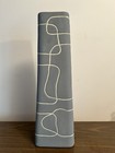 Vintage Postmodern 80s 90s Tall Blue Gray Ceramic Scribble Squiggle Vase — photo 1