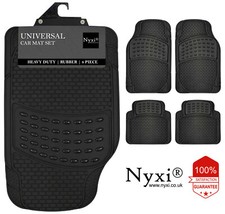 Nyxi 4 Pcs Car Mats Rubber Black Universal Fit HeavyDuty Non Slip Waterproof Van
