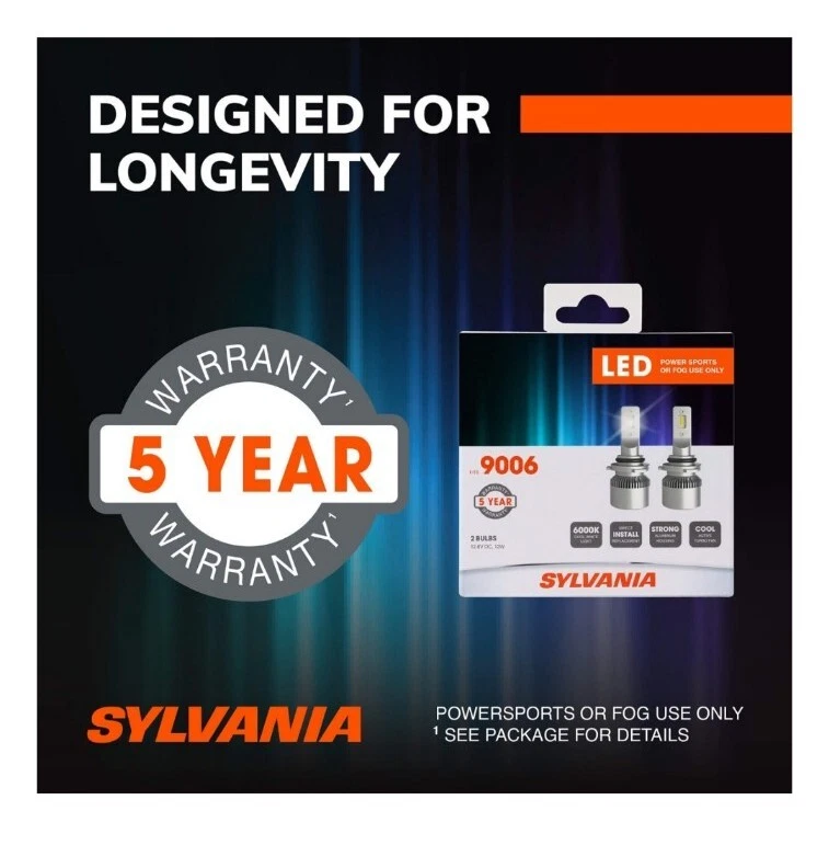 SYLVANIA 9006 LED Luces Antiniebla Blanco Brillante Luz LED Salida Faro, 2 Bombillas Foto 3 de 3