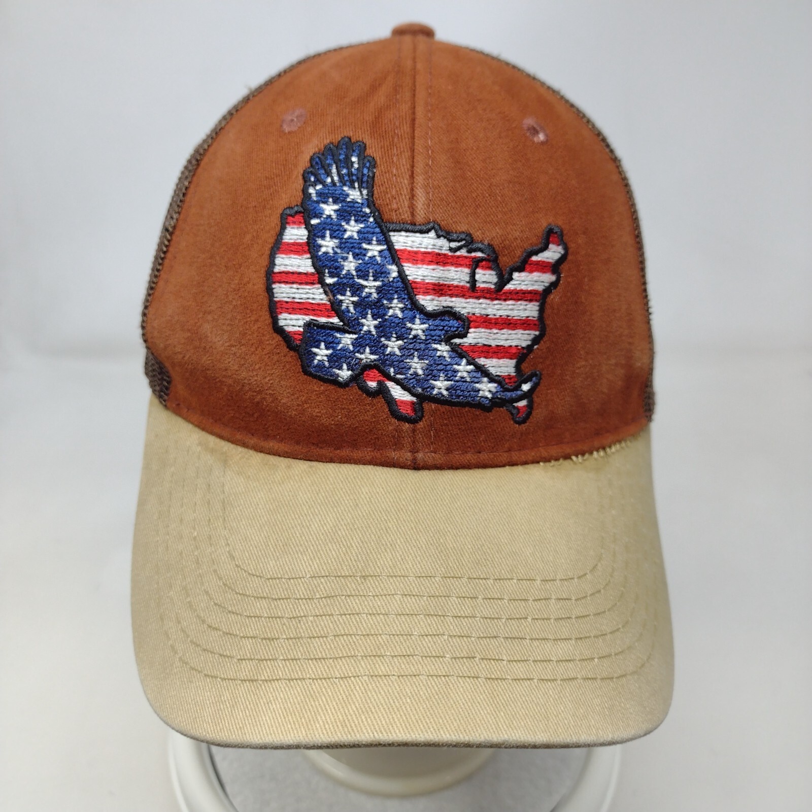 American Flag Eagle Strapback Trucker Hat Multi O… - image 2