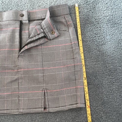 Elite Collection Plaid High Rise Mini Skirt Black White Red Size L Stretch - Picture 5 of 9
