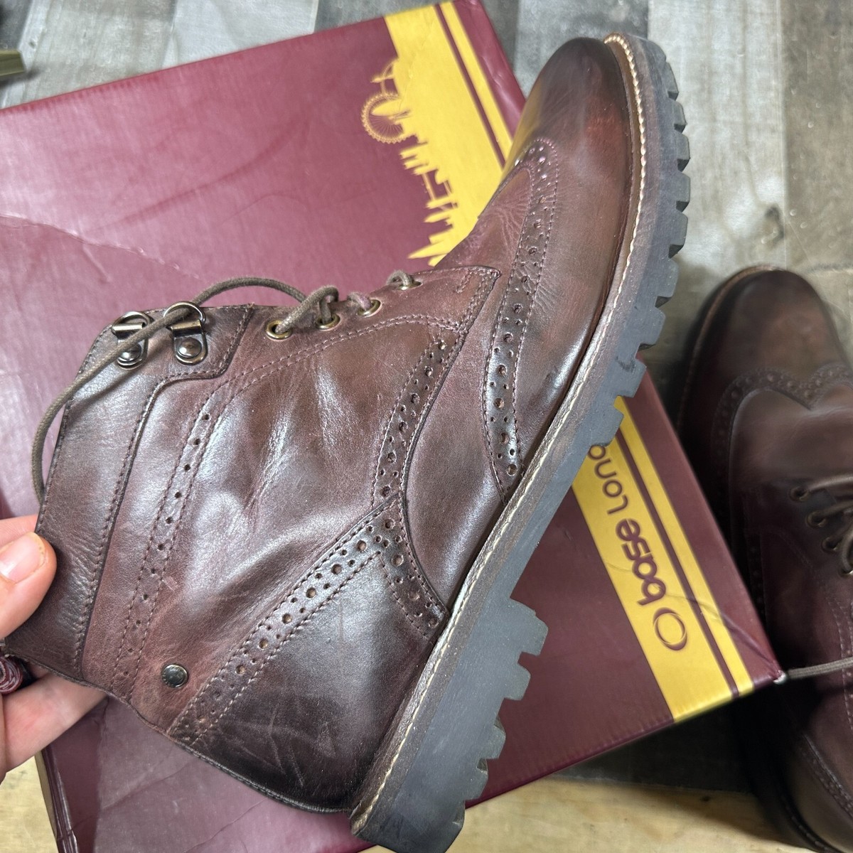 Base London washed brown Bower boot Base London Dealer Brogue Detail Lace Up Leather Ankle Boots main image 4