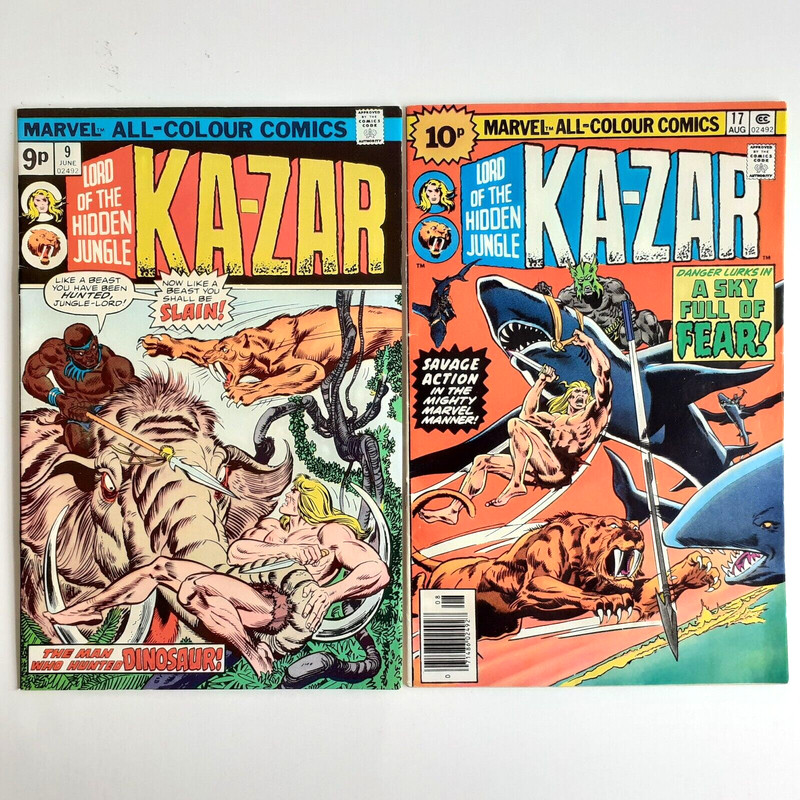 Ka-Zar Lord of the Hidden Jungle, Vintage Marvel Comics, Full Colour, 1975/ '76