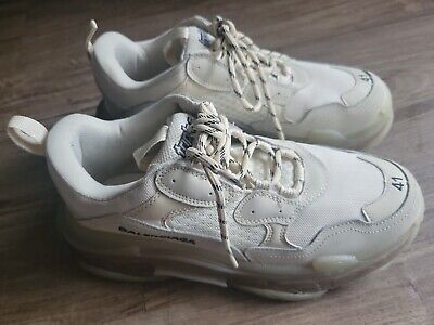 Balenciaga Triple S Clear Sole Unisex White Leather Mesh Balenciaga Triple S Clear Sole Unisex White Leather Mesh