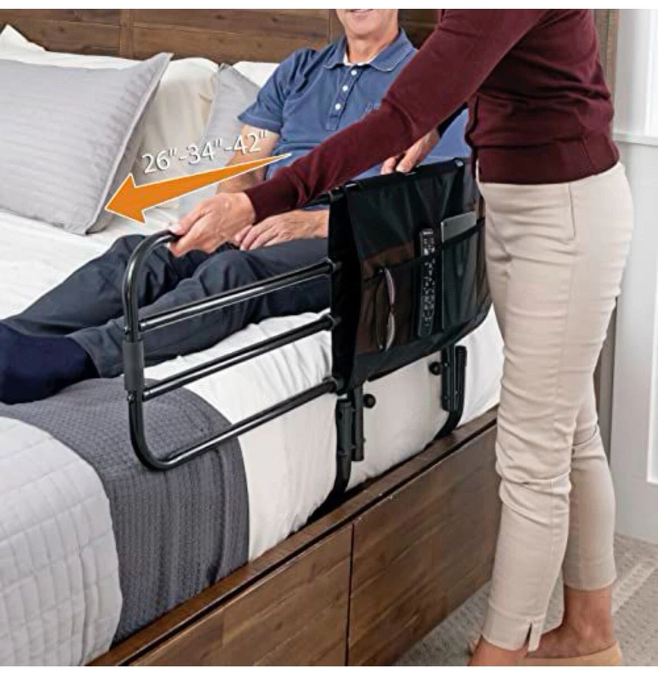 Stander EZ Adjust Bed Rail By Stander, Adjustable, w/Organizer Pouch For Seniors - Image 2 of 3