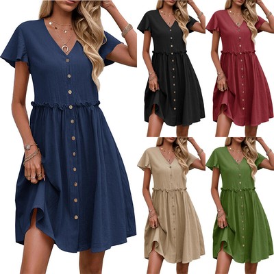 Casual Loose Pockets Mini Dress Grecerelle Women's Casual Loose