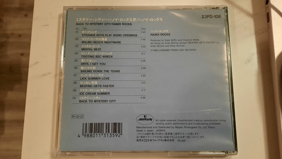 HANOI ROCKS - BACK TO MYSTERY CITY ミステリー・シティ~ハノイ・ロックス CD, 1988 JAPAN Q48 Foto 2 de 4