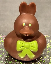 Vintage Fun Express Chocolate Bunny Full Ear Rubber Duck Easter Basket Bath Toy