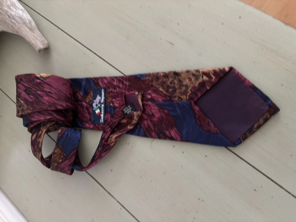 Embassy 方形男式领带抽象多 100% 真丝手工完成美国 — 第 3/4 张图片