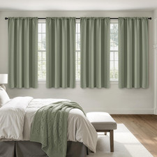 MIULEE Blackout Curtains 4 Panels Sets Sage Green 63 Inch Length, Top and Bottom