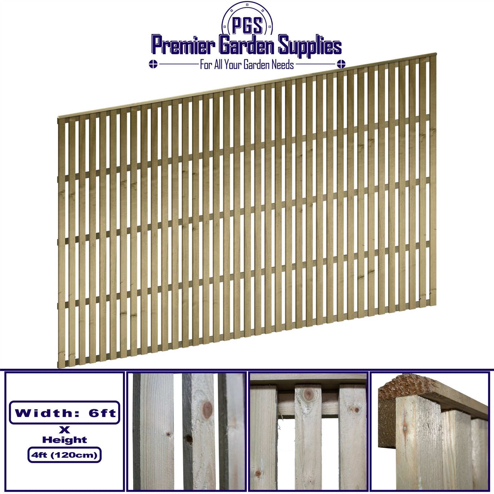 6ft x 4ft Premier Tuscany Wooden Trellis Fence Panel Topper Screen