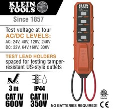 Klein Tools ET45 CATIII 350V 24V-240V AC 32V-330V DC AC/DC Voltage Tester New