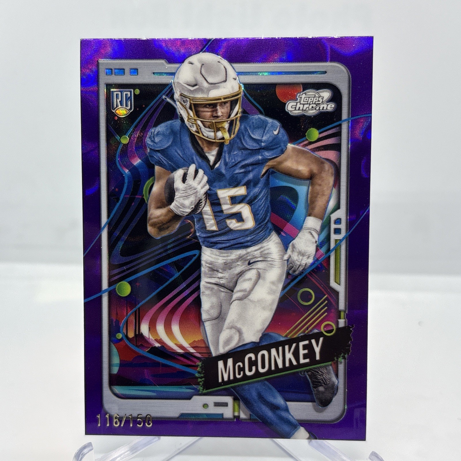2024 Topps Cosmic Chrome -  Ladd McConkey #152 Purple Nebula Refractor /150 (RC)