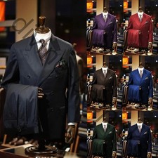 Formal Men's Suits Peak Lapel Double Breasted Wedding Groom Tuxedo Blazer Pant
