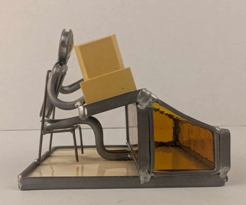 Portatarjetas de visita vintage vitrales caja baratija computadora escritorio arte Foto 3 de 4