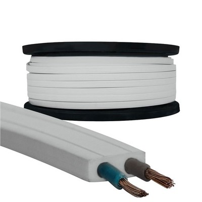 20m Illu-Flachbandkabel H05RNH2-F 2x1,5mm² Lichterkette Party Flachkabel Weiß
