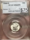 1944-D Mercury Dime PCGS MS66 FB 10c