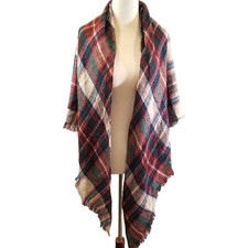 Blanket Scarf Shawl Wrap Triangle Lightweight Woven Tartan Boho Chic Preppy Warm