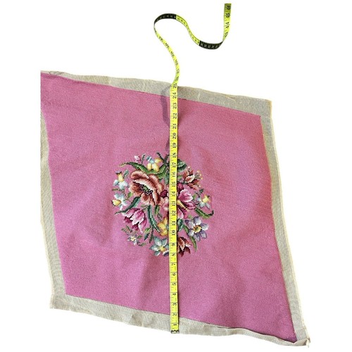 Almohada Silla 2 Vintage Rosa Floral Rosa Multi Completa Lona Punta Aguja 22" - Imagen 7 de 12