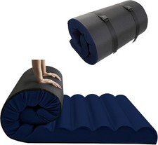 MeMoreCool Roll Up Floor Mattress Single 10cm Futon Navy Portable Bed