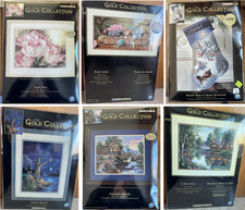 Cross Stitch KITS by DIMENSIONS Gold Collection NIP w Instructions Cloth  Floss