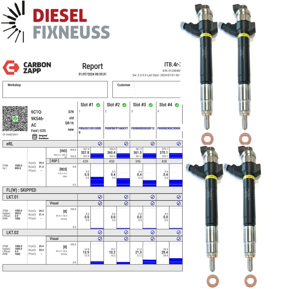Injektor 4x Injector Einspritzdüse DENSO Ford Transit 2.2 TDCI 6C1Q-9K546-AC