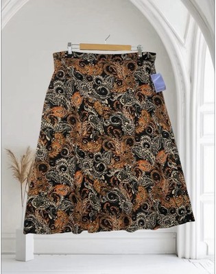 Laura Scott Womens Paisley Midi Skirt Size XL Cottagecore Boho Fall Chic NWT