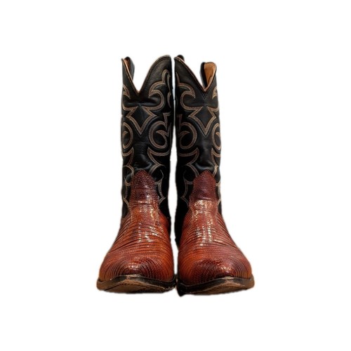 NOCONA Western Cowboy Boots 1524-27-305 Cognac Lizard Leather Women's Size 9D - Picture 5 of 13