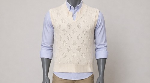 Abercrombie & Fitch, Vintage 1980s Abercrombie & Fitch Sweater Vest M Cream Diamond Knit A&F