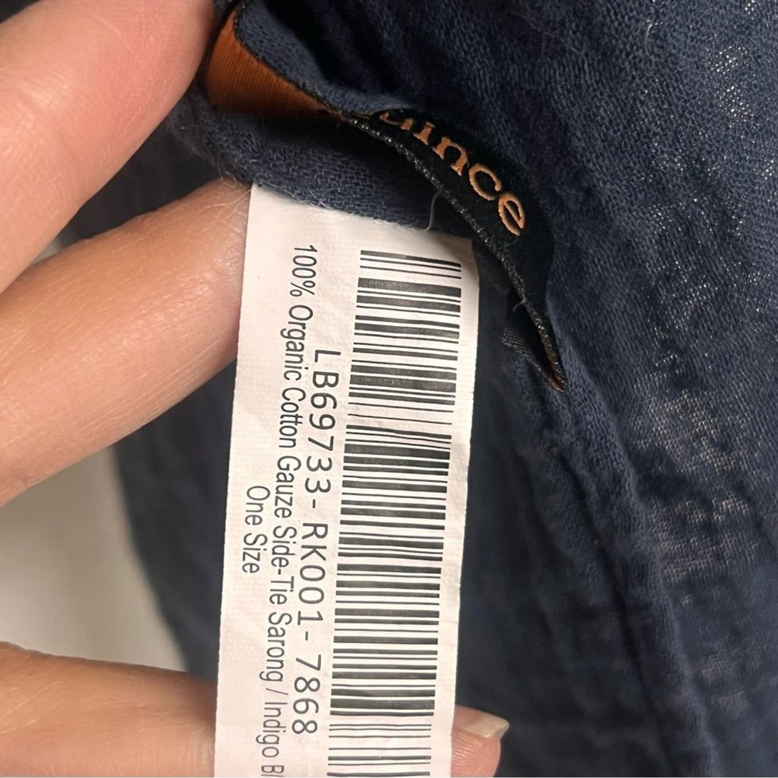 Quince 100% Organic Cotton Gauze Side Tie Sarong Navy Blue Swim Cover Up