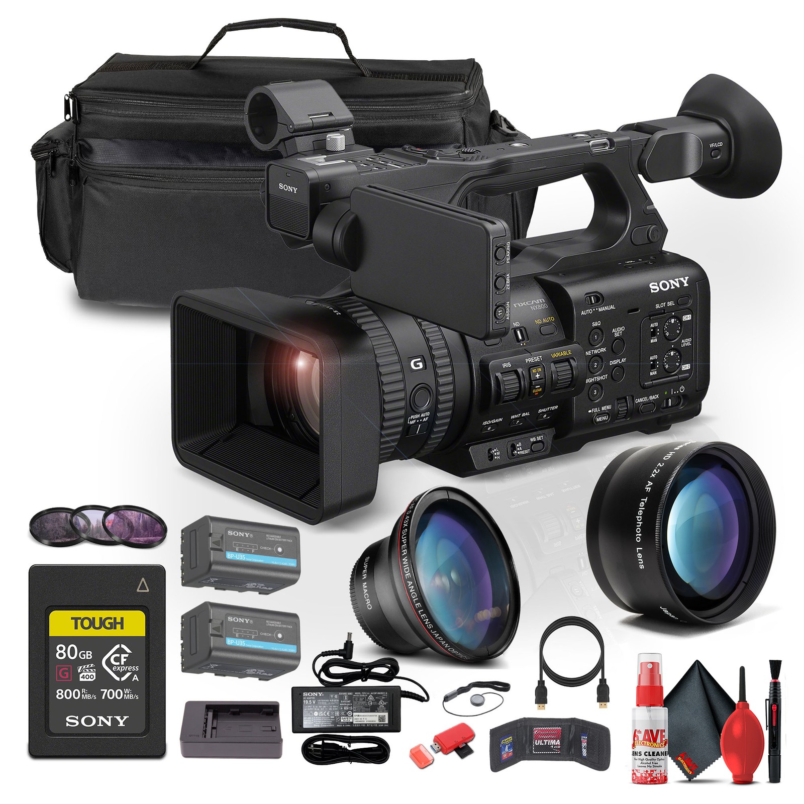Sony PXW-Z200 4K 1" CMOS Sensor XDCAM Camcorder (PXW-Z200) + Sony 80GB CFexpress