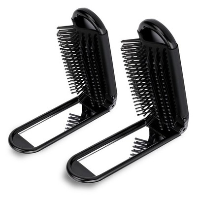Foldable Travel Hair Brush with Mirror Pocket Comb