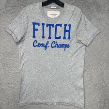 Abercrombie  Fitch Conf. Champs T Shirt Men's Sz M Gray Muscle Fit Varsity Tee