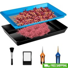 Trimming Tray Kit Mesh Screen Harvest Bin Scissors Brush Magnifier Tools New