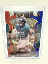 2025 Panini Select Travis Hunter Rookie Concourse #28 Red & Blue Prizm Shock