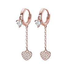 Sterling Silver CZ Heart Small Hoop Earrings for Women Teens Heart Hoop Earrings