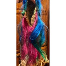 Gently worn colorful long Halloween wig for adults. Just needs a little combing