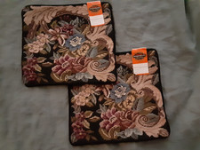 2 Vintage French Style Scroll FLORAL Wool Needlepoint Pillow Covers 12" X 12"