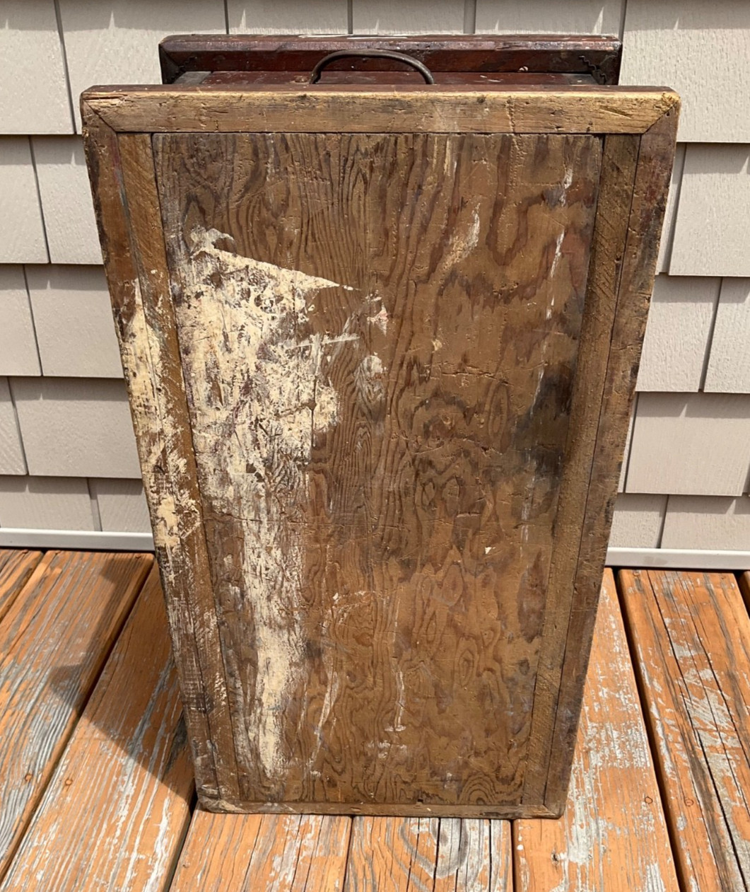 Vintage Wood Foot Locker Carpenter's Toolbox Chest Trunk