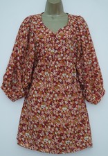 IN THE STYLE ORANGE FLORAL SMOCK DRESS SIZE 12 BNWT PUFF SLEEVES