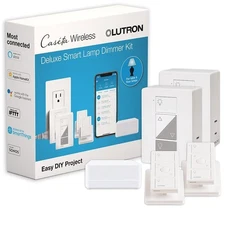 Lutron Caseta Smart Lighting Kit w/ Hub, 2 Lamp Dimmers, 2 Pico Remotes & Mor...