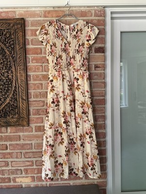 SEA NEW YORK Esme Floral Smocked Tiered Flutter-Sleeve Midi Dress - Size 4