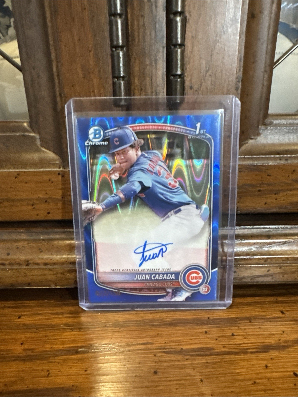 Juan Cabada 2025 Bowman Chrome Blue Raywave Auto Bowman 1st Chicago Cubs /150