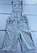 Vintage Guess By Georges Marciano Overalls Shorts Womens Medium Denim Raw Hem