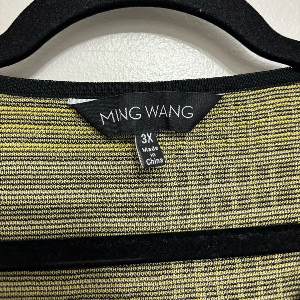 Blazer tejido frente abierto Ming Wang Longline en negro, amarillo y gris - talla 3X Foto 3 de 4