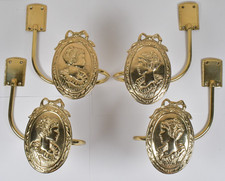 (4) Hollywood Regency Brass Gibson Girl Window Curtain Tiebacks Holdbacks by NTY