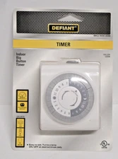 Defiant 458-205 Indoor Wall Plug In Big Button 24-Hour Timer 120v 1250 Watts