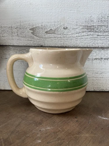 RARE Large Hull Beehive Green Stripe Pitcher